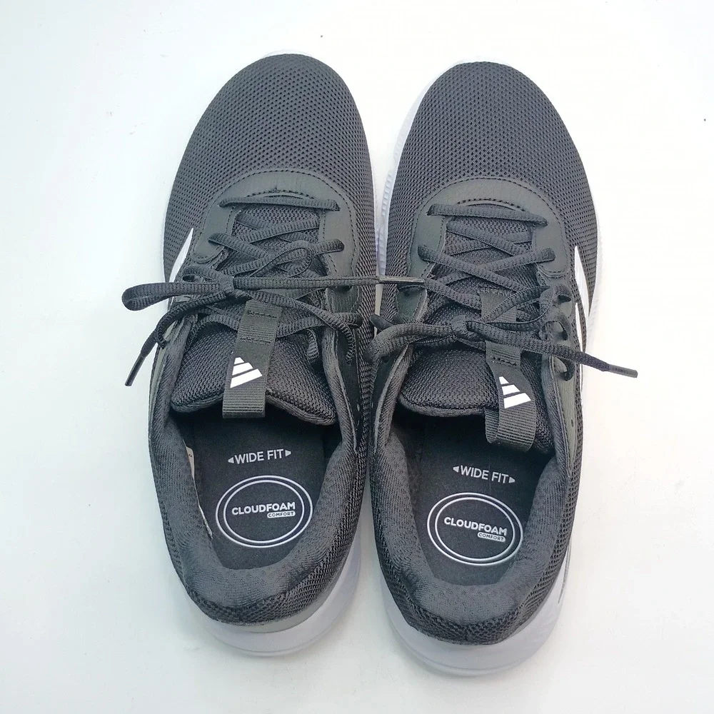 Adidas Cloudfoam Flex Laces Sneaker Men Size 10 Black White HQ4854